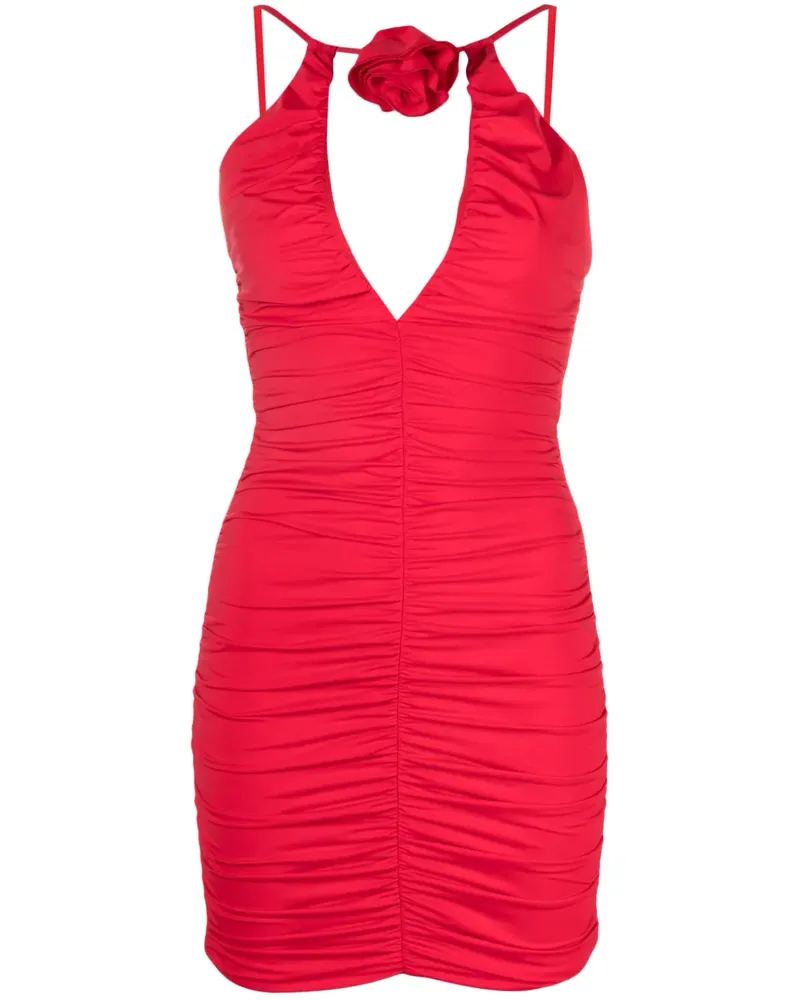 Noire Swimwear Gerafftes Minikleid mit Blumenapplikation - Rot Rot