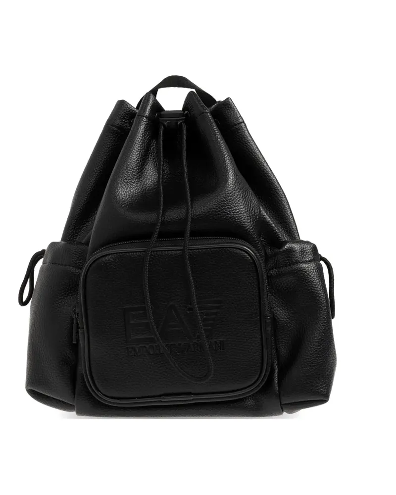 EA7 logo-embossed drawstring backpack - Schwarz Schwarz