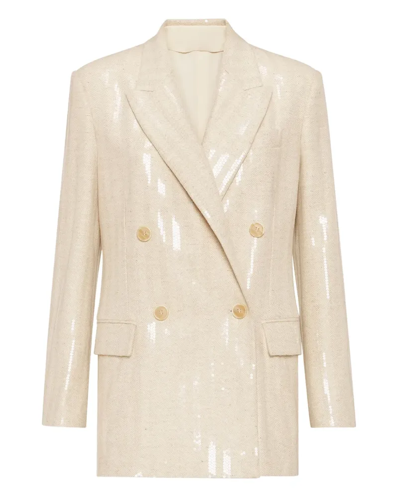 Brunello Cucinelli Doppelreihiger Blazer - Nude Nude