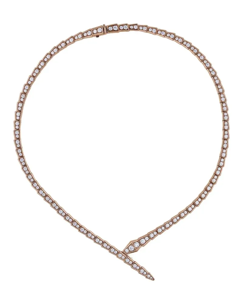 Bulgari 18kt Serpenti Viper Rotgoldhalskette mit Diamant - Rosa Rosa