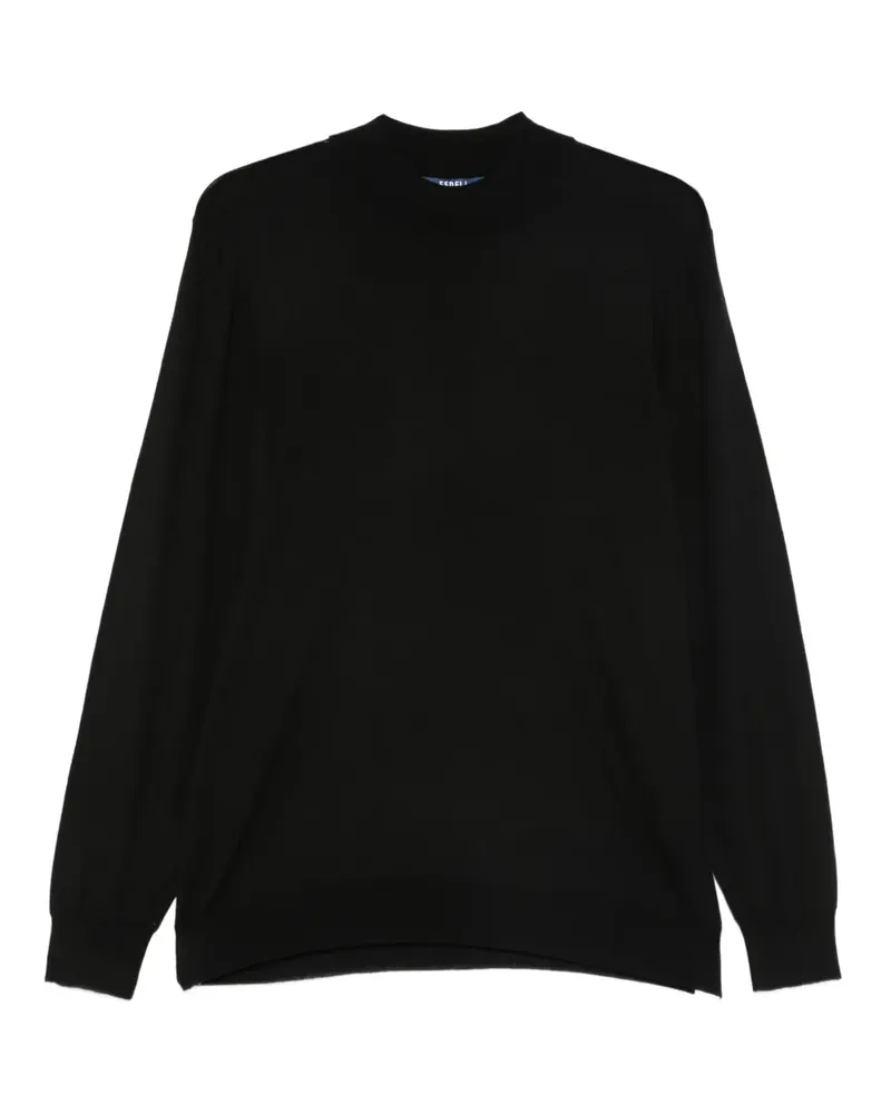 Fedeli Klassisches Langarmshirt - Schwarz Schwarz
