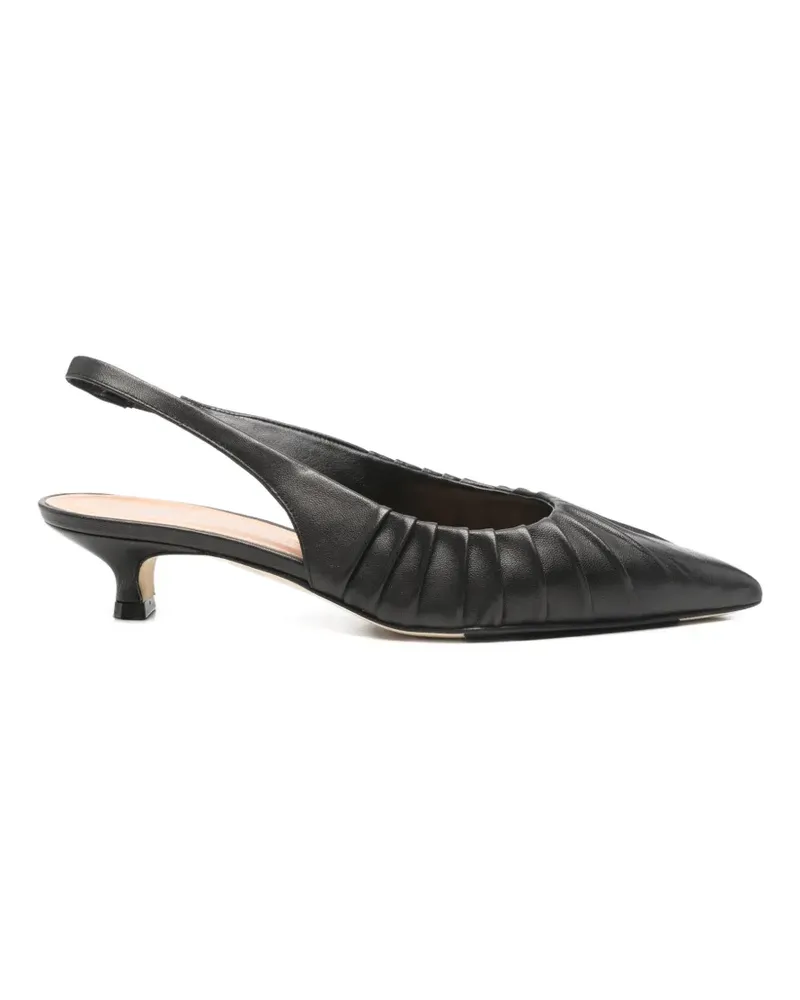 Julie Dee Geraffte Pumps aus Leder - Schwarz Schwarz