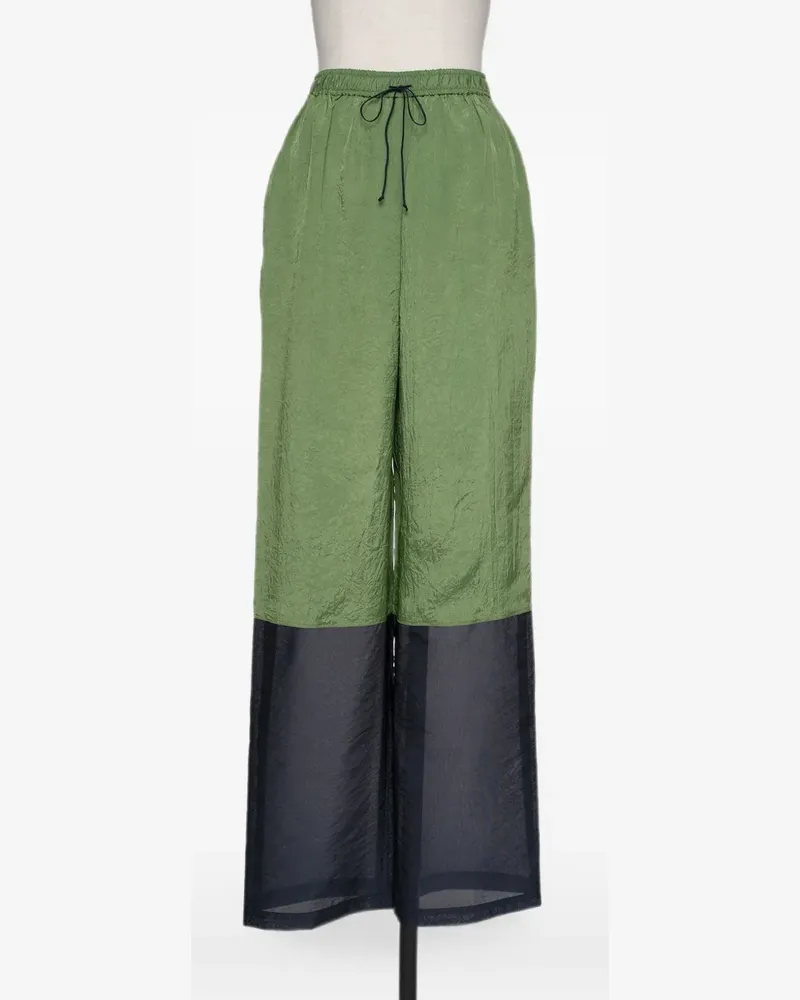 Muller of Yoshiokubo Wrinkles two-tone drawstring trousers - Grün Grün