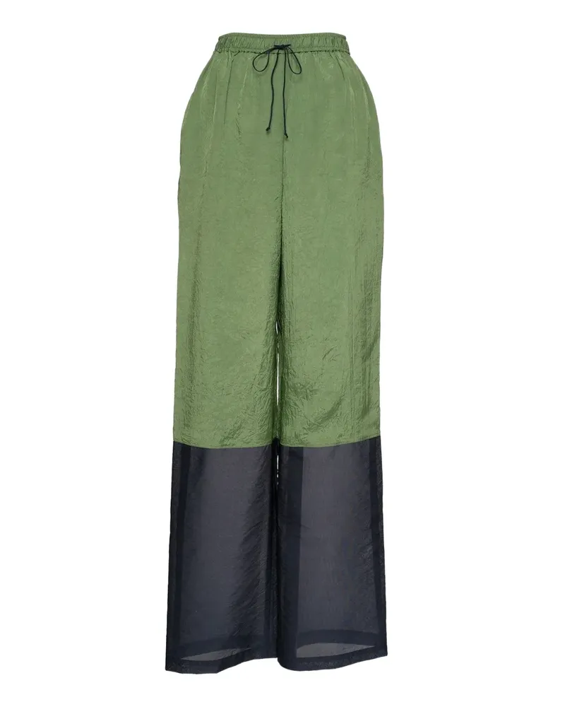 Muller of Yoshiokubo Zweifarbige Wrinkles Hose mit Kordelzug - Grün Grün