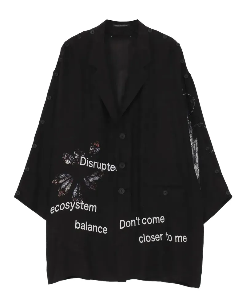 Yohji Yamamoto Geknöpfte Jacke aus Seide - Schwarz Schwarz