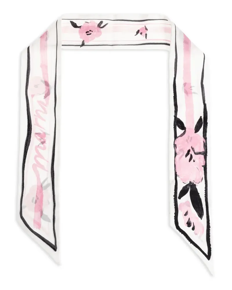 Marni floral-print striped-trim silk scarf - Weiß Weiß