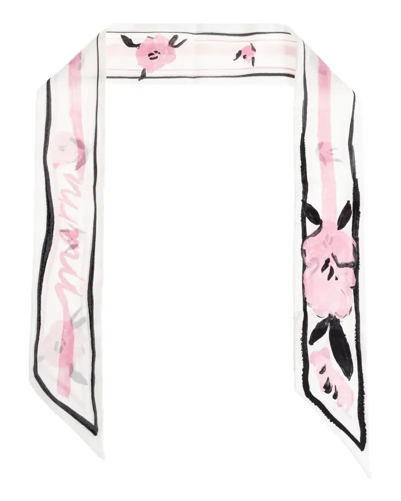 Marni floral-print striped-trim silk scarf - Weiß Weiß