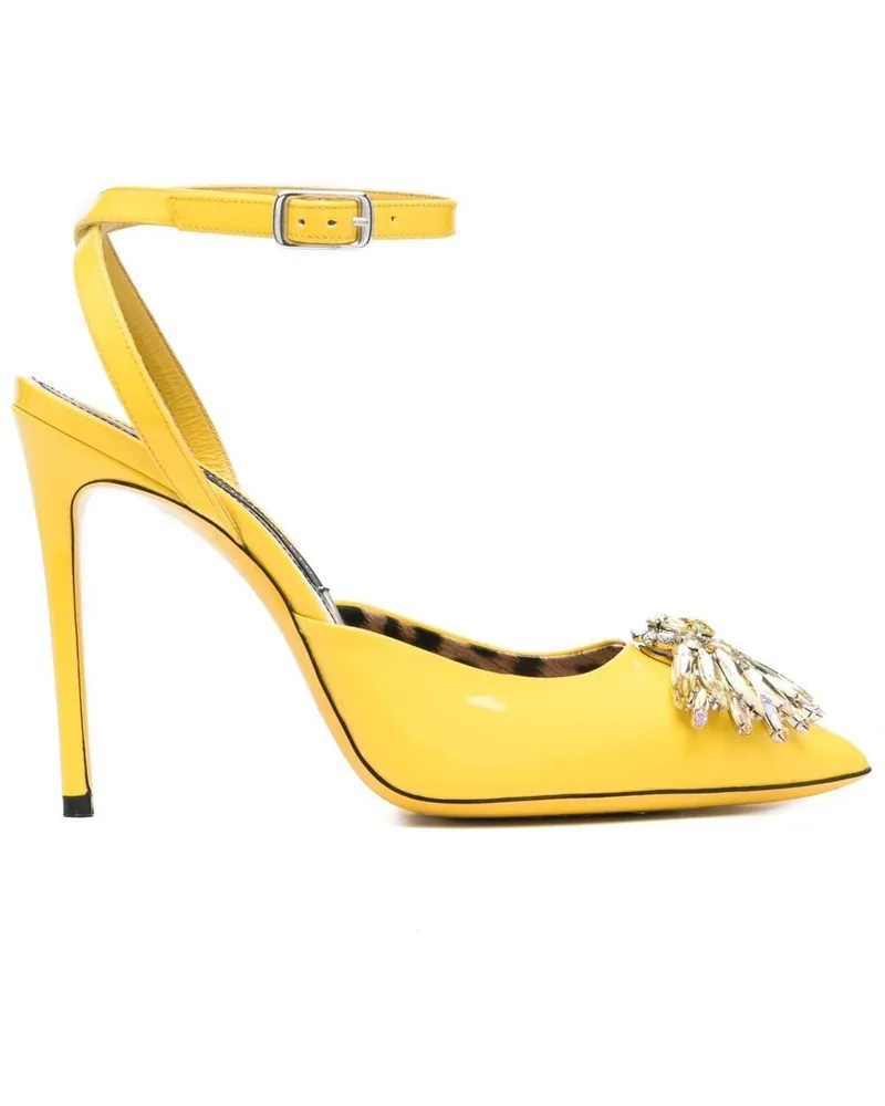 Philipp Plein Vernice Pumps mit Kristallen 110mm - Gelb Gelb