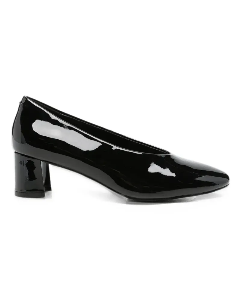 Gioseppo patent-finish block-heel pumps - Schwarz Schwarz