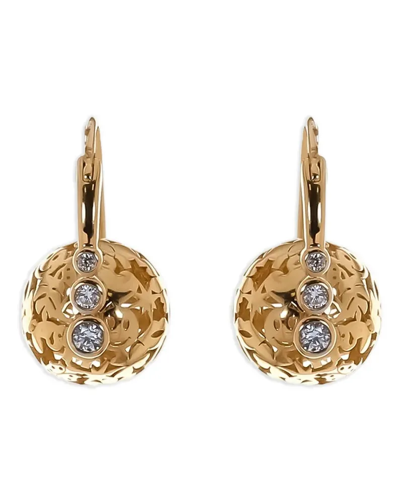Sydney Evan three-bead wallpaper diamond earrings - Gold Gold