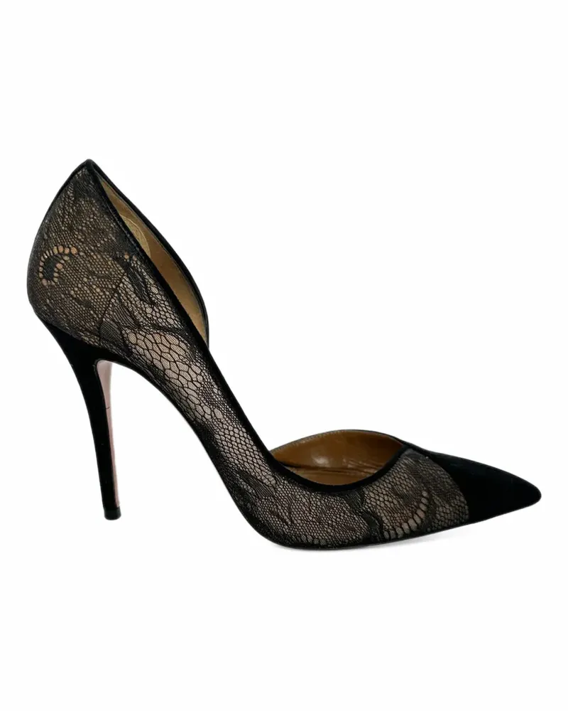 Aquazzura 2010s lace-trim heeled pumps - Schwarz Schwarz