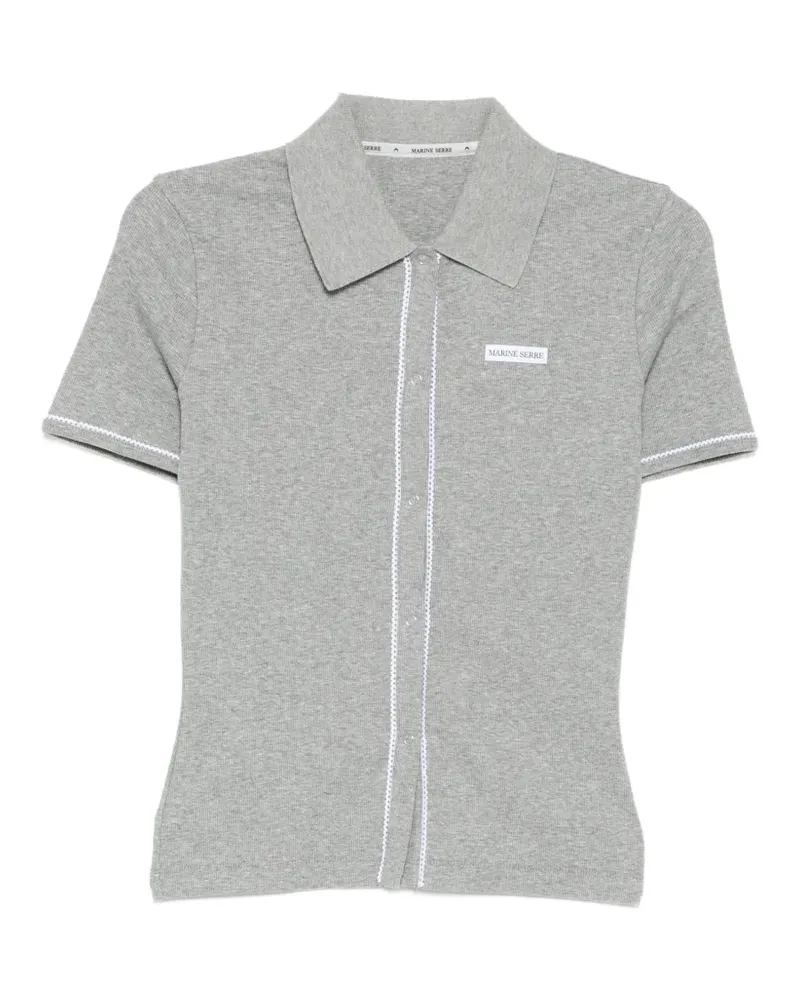 Marine Serre ribbeb jersey polo shirt - Grau Grau