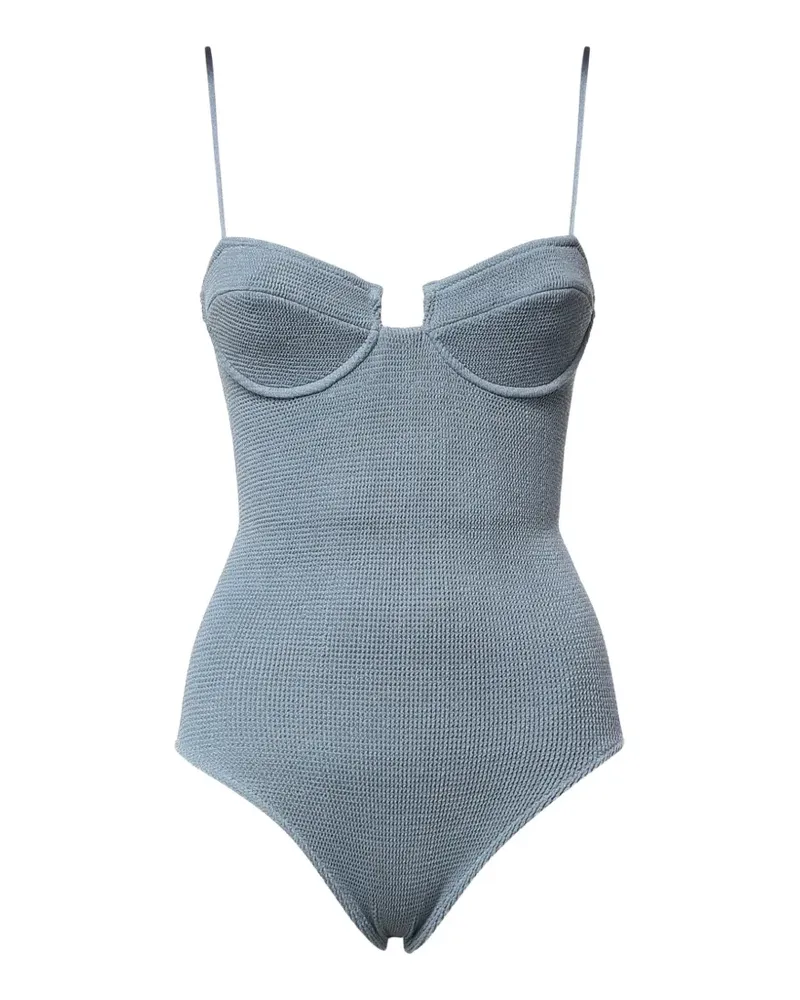 MC2 Saint Barth Badeanzug mit Knitteroptik - Blau Blau