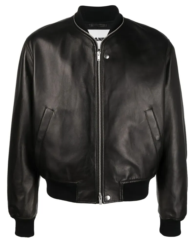 Jil Sander Bomberjacke aus Leder - Schwarz Schwarz