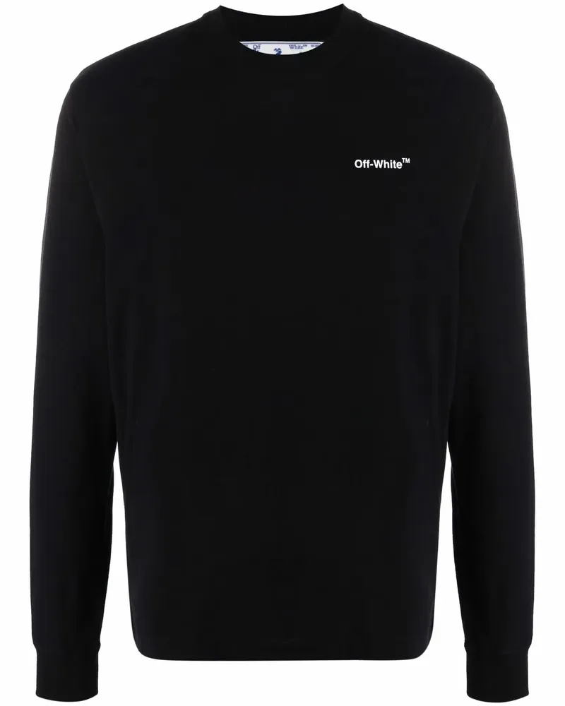 OFF-WHITE Langarmshirt mit Logo-Print - Schwarz Schwarz