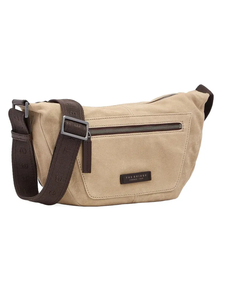 The Bridge Igor leather-trim canvas belt bag - Nude Nude