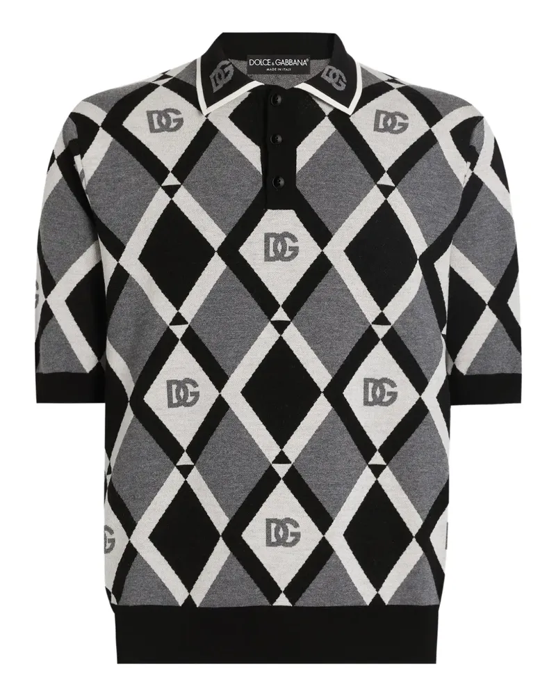 Dolce & Gabbana Poloshirt mit Rautenmuster - Schwarz Schwarz
