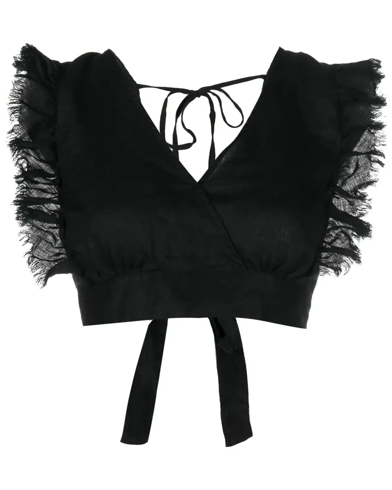 P.A.R.O.S.H. Cropped-Top mit Schleife - Schwarz Schwarz