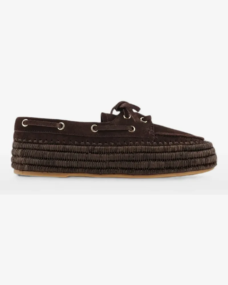 Paloma Barceló Penelope suede raffia loafers - Braun Braun