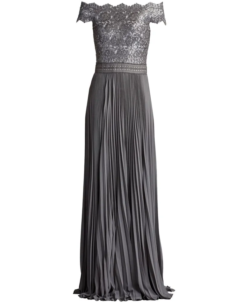 Tadashi Shoji Maxikleid mit Spitze Silber