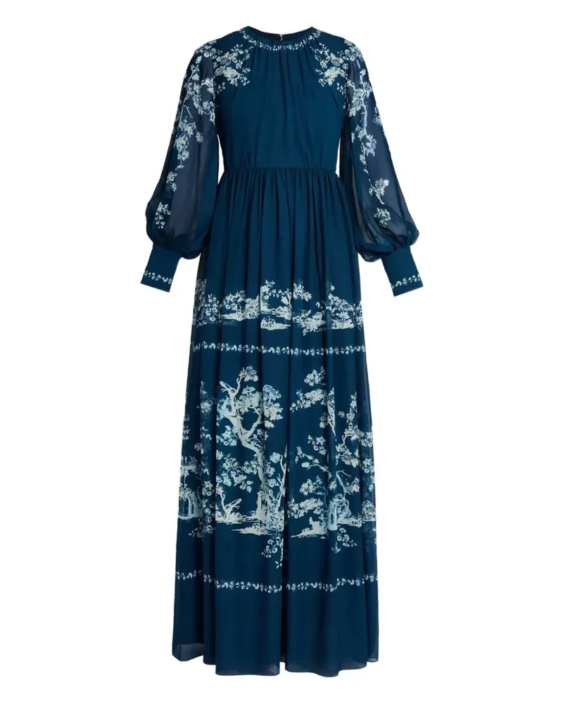 Erdem Abendkleid mit Print - Blau Blau