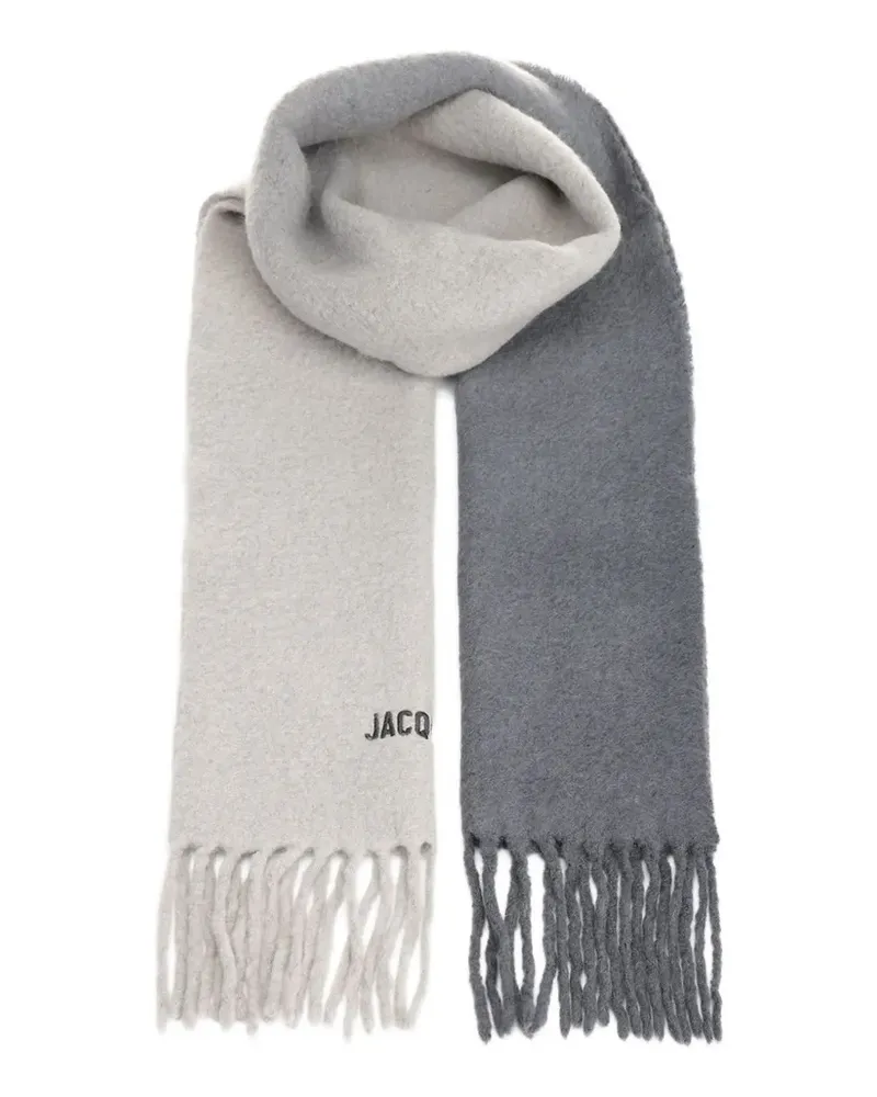 Jacquemus The Moisson Fransenschal mit Logo-Stickerei - Grau Grau