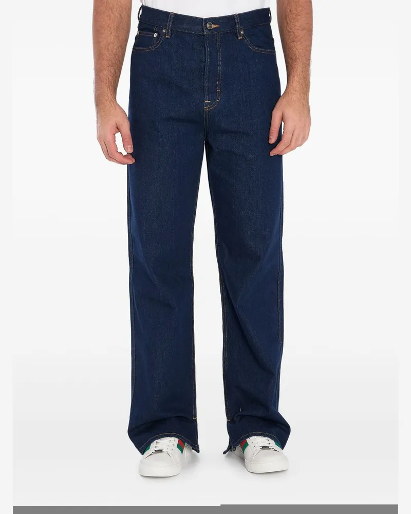 Gucci Weite Jeans mit hohem Bund - Blau Blau