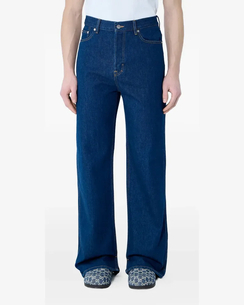 Gucci Weite Jeans mit hohem Bund - Blau Blau