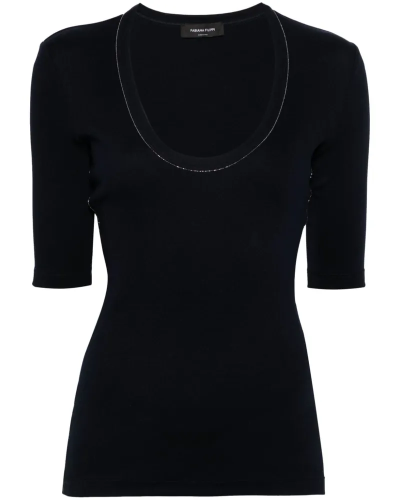 Fabiana Filippi T-Shirt mit Perlendetail - Blau Blau