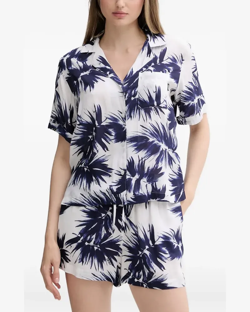 DKNY leaf-print pajama set - Weiß Weiß