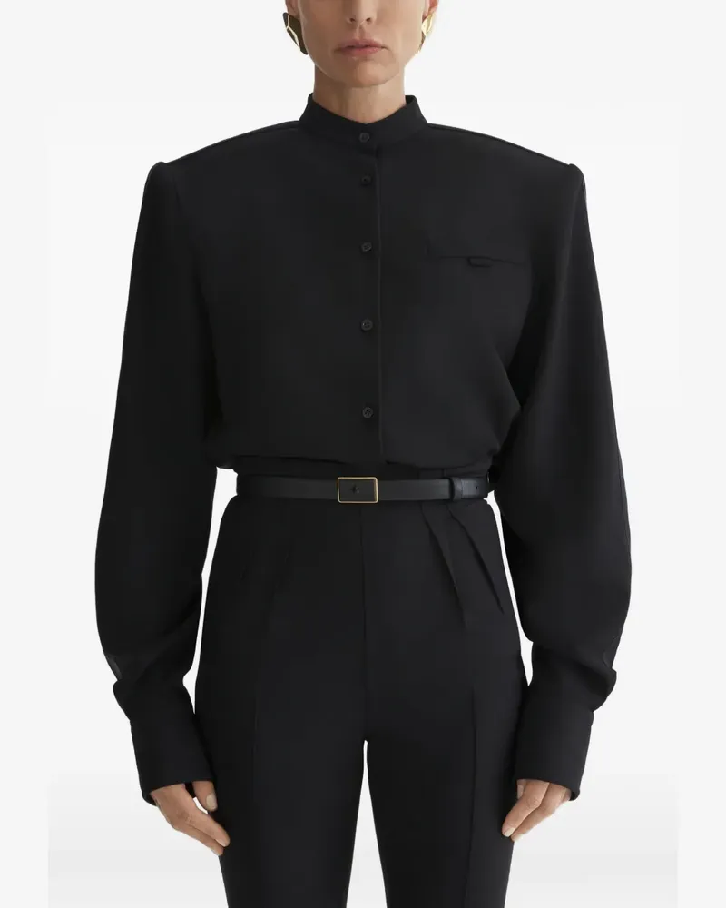 Thierry Mugler Oberteil mit Schulterpolstern - Schwarz Schwarz