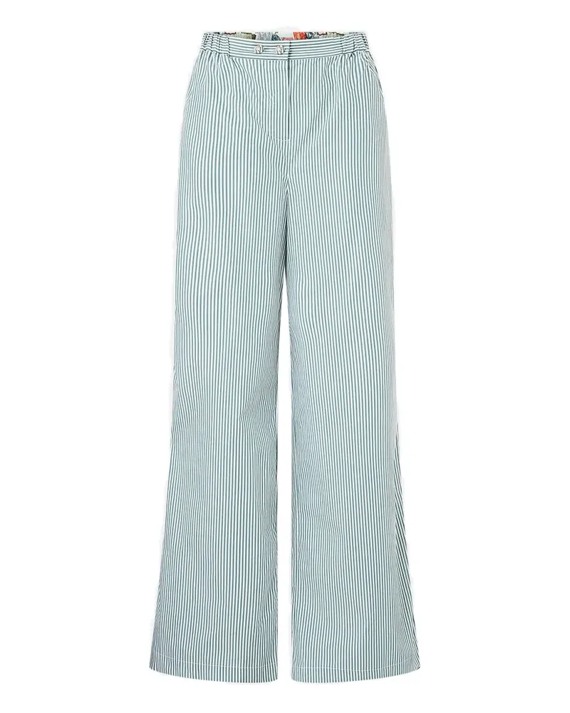 Camilla Gestreifte Wide-Leg-Hose - Grün Grün