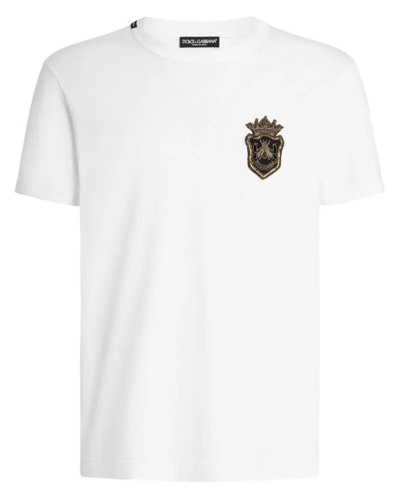 Dolce & Gabbana T-Shirt mit Logo-Stickerei - Weiß Weiß