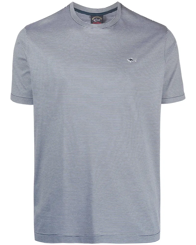 Paul & Shark Gestreiftes T-Shirt mit Logo-Patch - Blau Blau