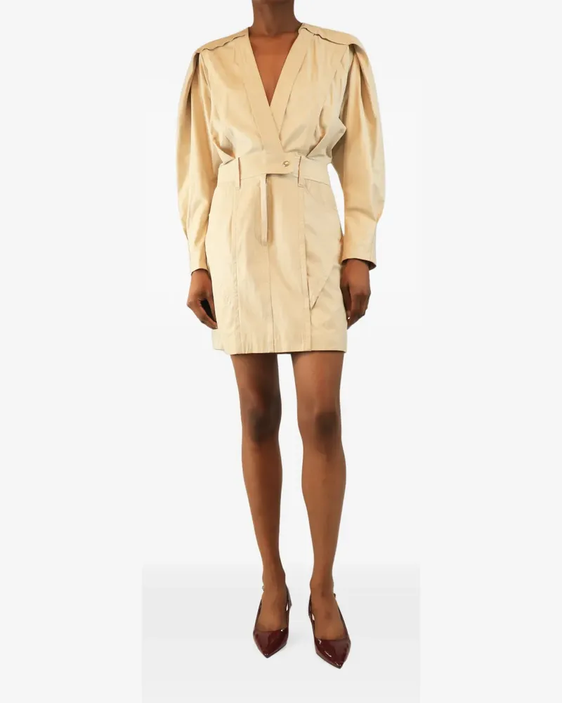 IRO V-neck puff-sleeve mini dress - Nude Nude