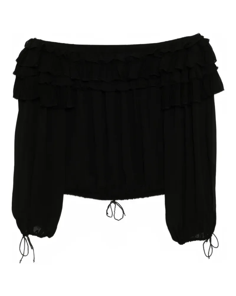 Cynthia Rowley Bluse mit Rüschen - Schwarz Schwarz