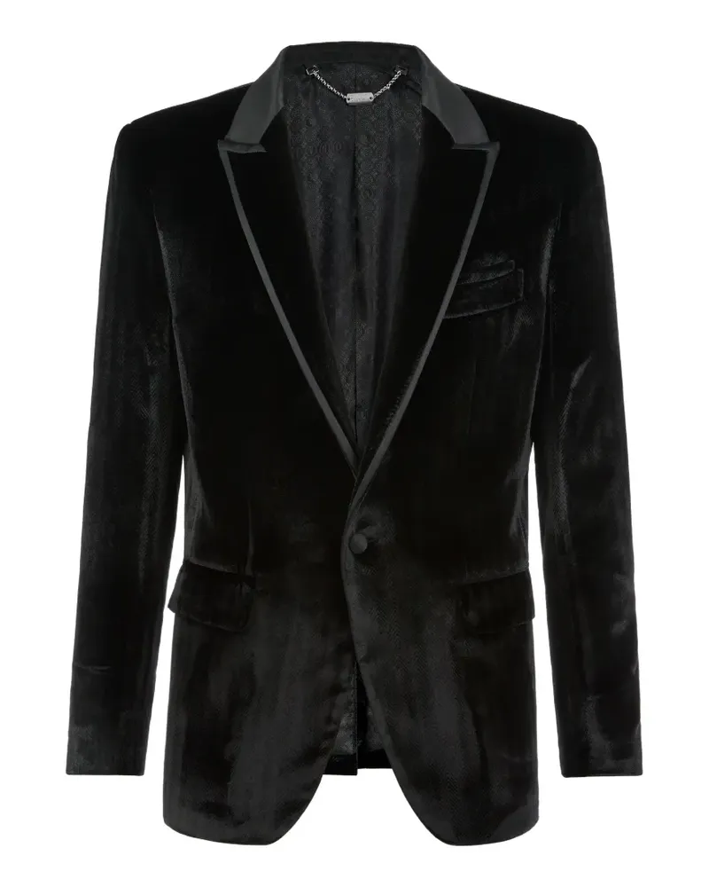 Billionaire Elegant herringbone-pattern velvet blazer - Schwarz Schwarz