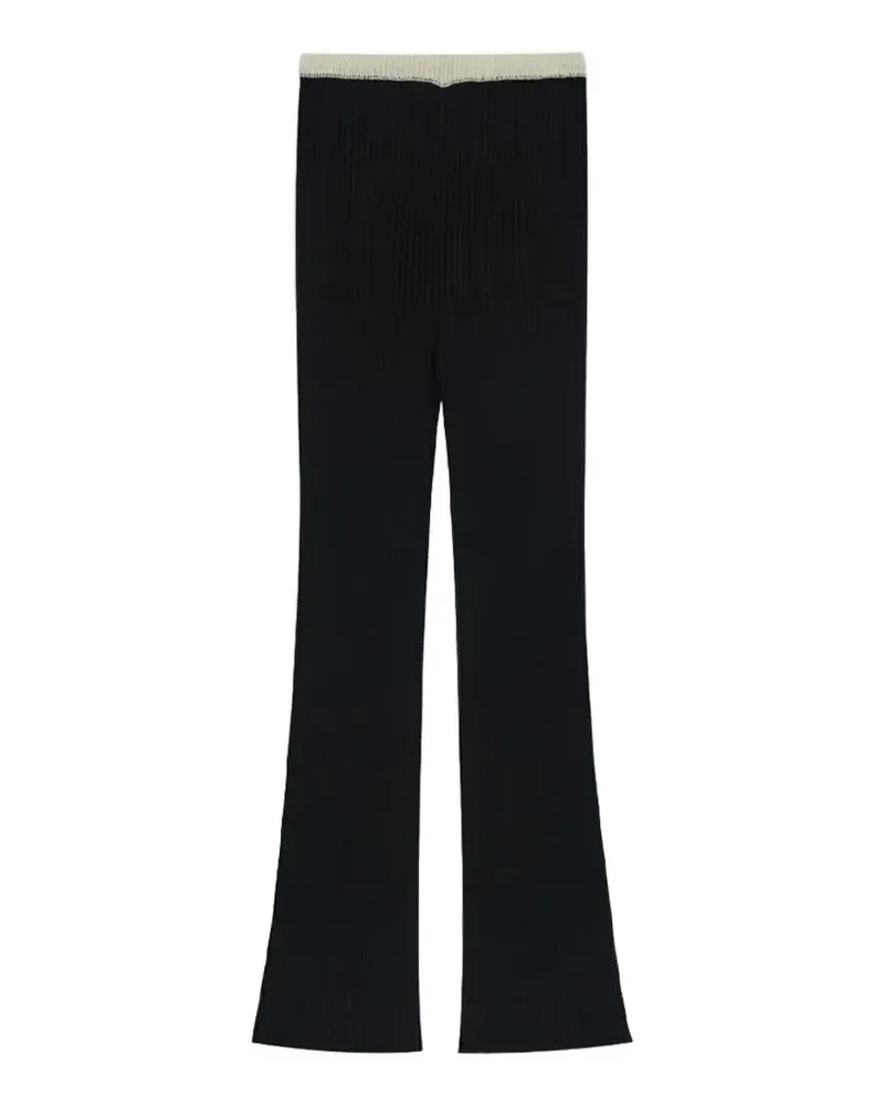 KIMHEKIM Gerippte Hose mit Kontrastbund - Schwarz Schwarz