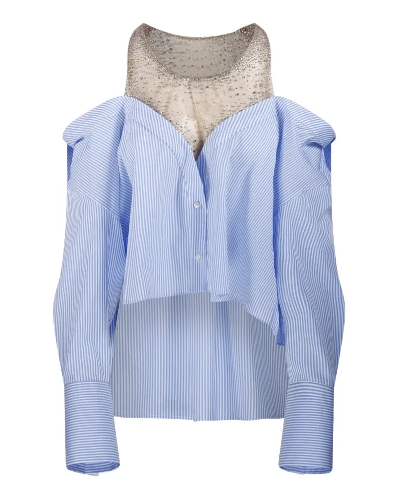 Giuseppe di Morabito striped crystal-embellished blouse - Blau Blau
