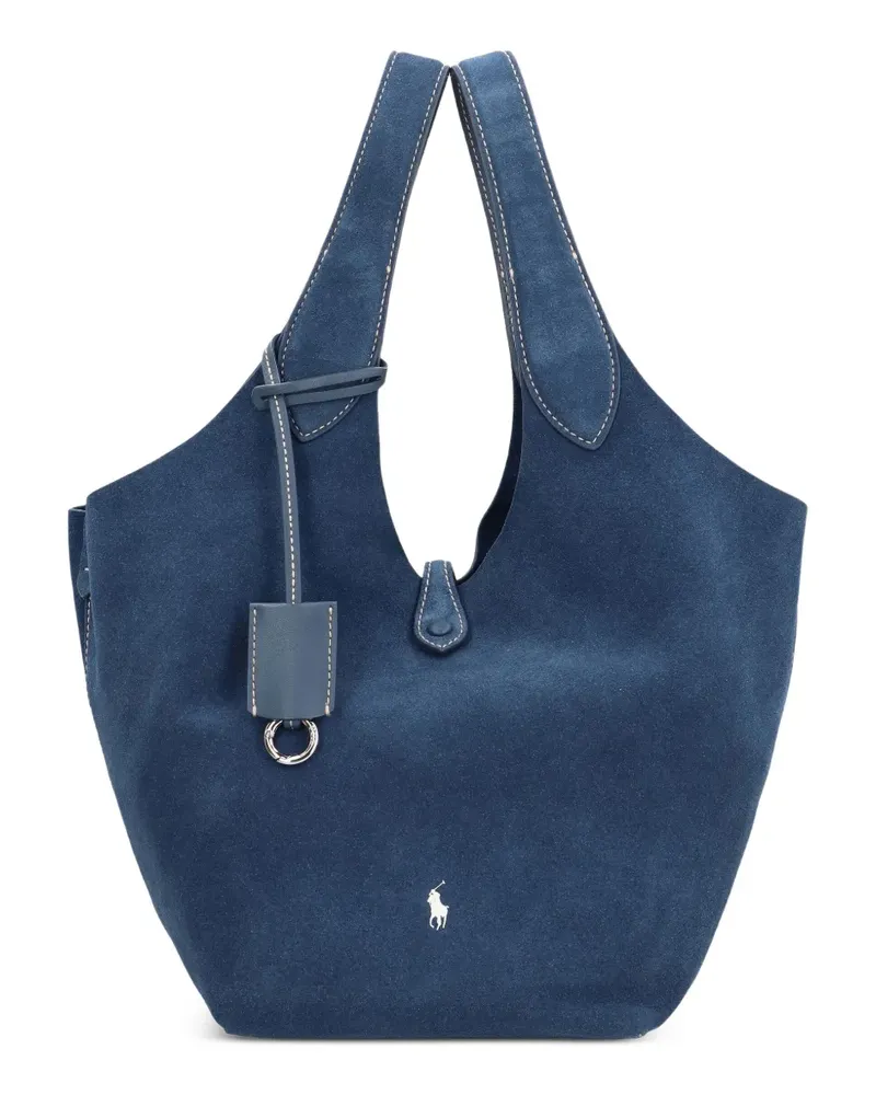 Ralph Lauren Beuteltasche aus Wildleder mit Druckknopf - Blau Blau