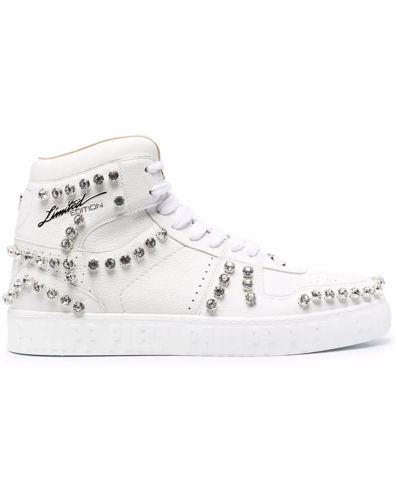 Philipp Plein High-Top-Sneakers mit Kristallen - Weiß Weiß