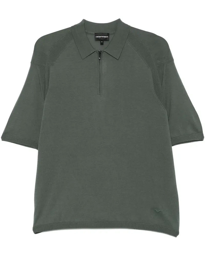 Emporio Armani Fein gestricktes Poloshirt - Grün Grün