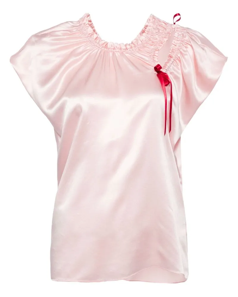 Simone Rocha Bluse aus Seidensatin mit Schleife Rosa