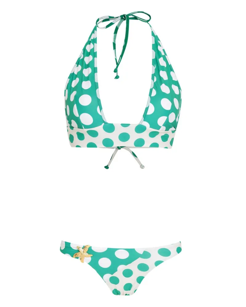 Amir Slama Bikini mit Polka Dots - Grün Grün