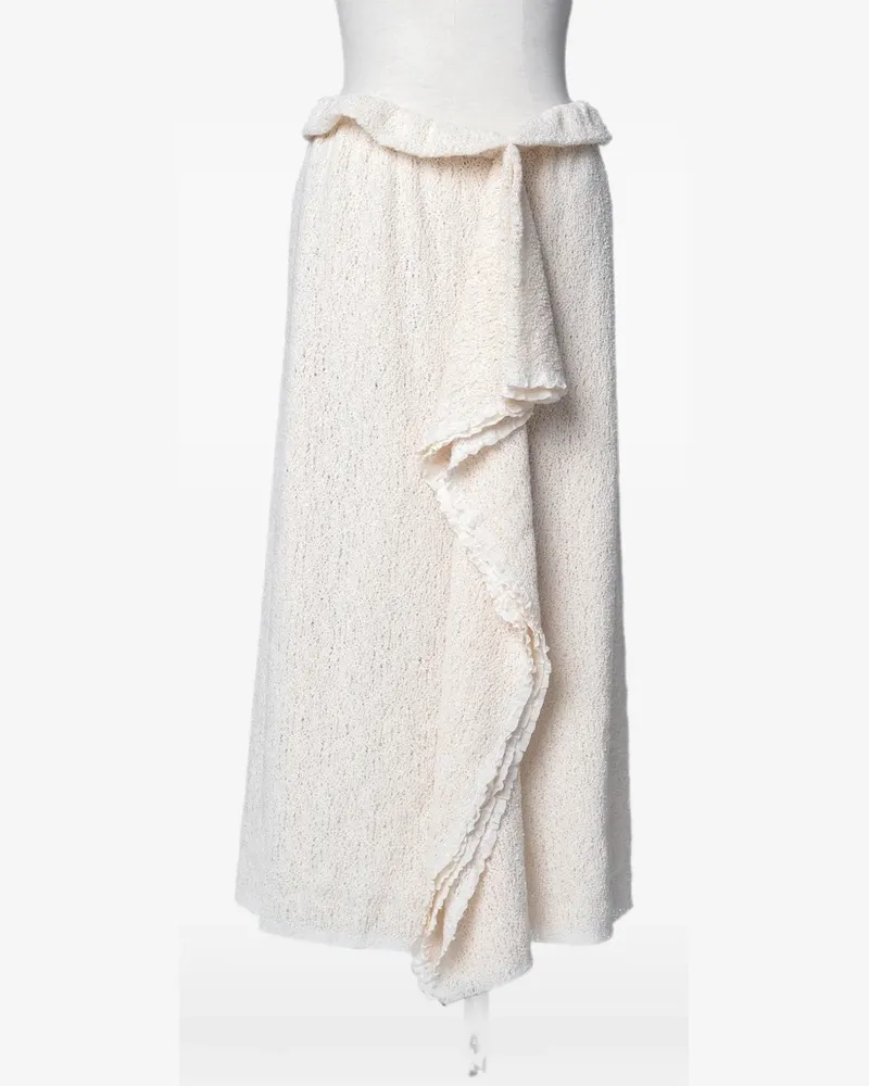 Muller of Yoshiokubo side-fringe elasticated-waist midi skirt - Weiß Weiß