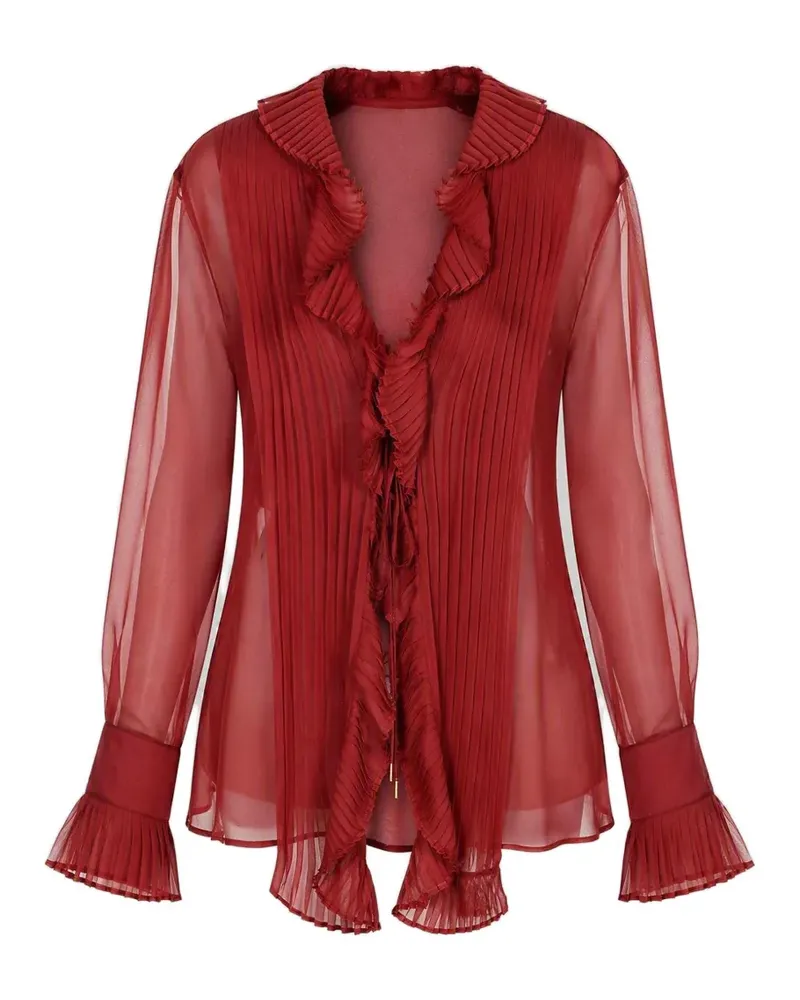 Alberta Ferretti Bluse mit Rüschenkragen - Rot Rot