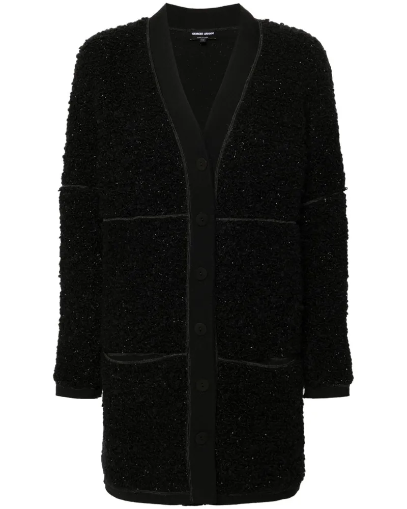 Giorgio Armani Langer Bouclé-Strickmantel - Schwarz Schwarz