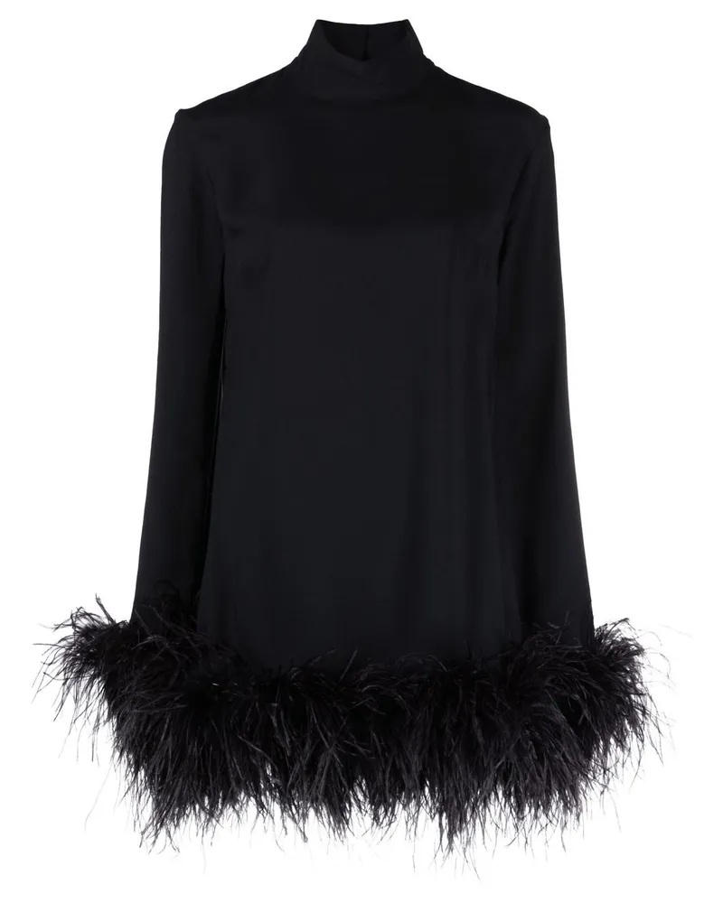 Taller Marmo Minikleid mit Federbesatz - Schwarz Schwarz