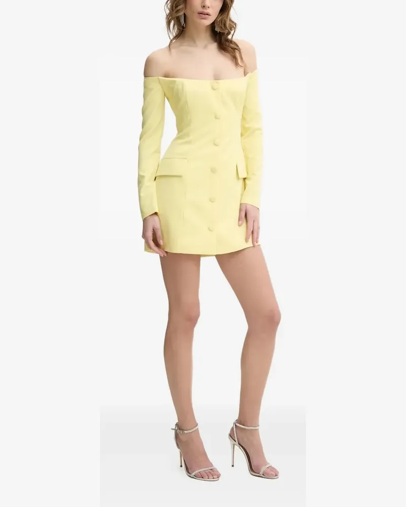 Bardot Schulterfreies Kleid mit Knopfleiste - Gelb Gelb