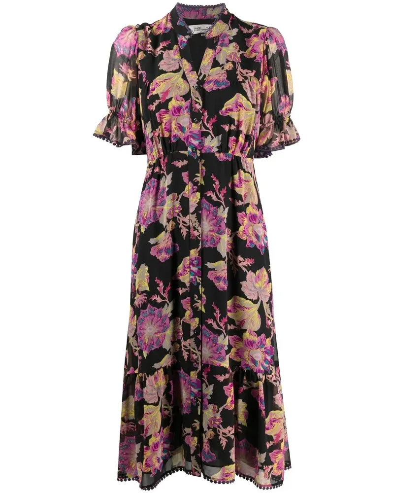 Diane von Furstenberg Peach Midikleid - Schwarz Schwarz